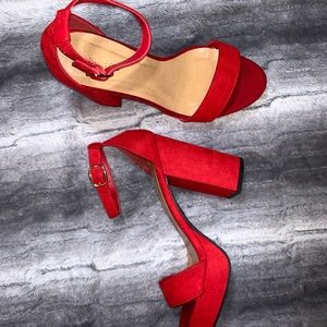 Red suede heels